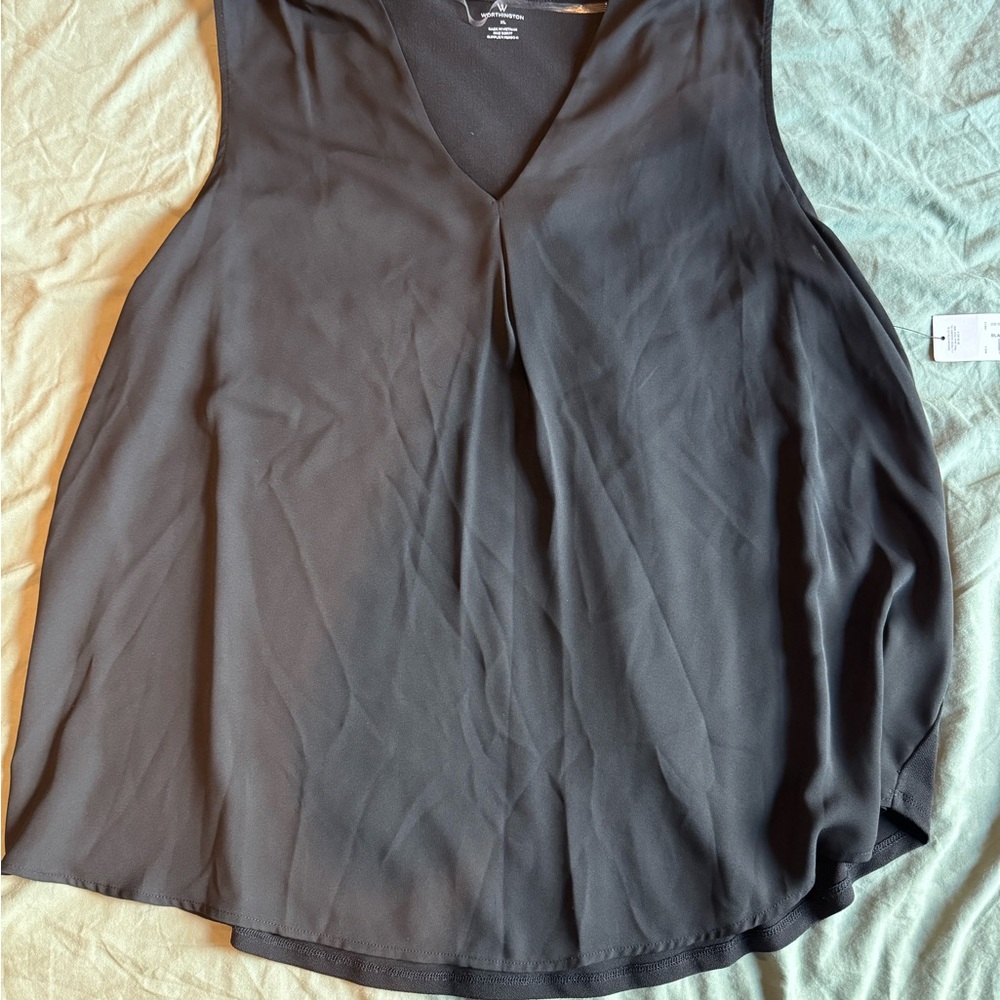 Worthington Black V-Neck Tank Top